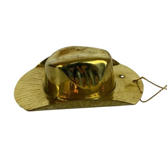 Vintage India Exotics Brass Cowboy Hat & Saddle Christmas Ornaments Hand Made - Picture 6 of 12